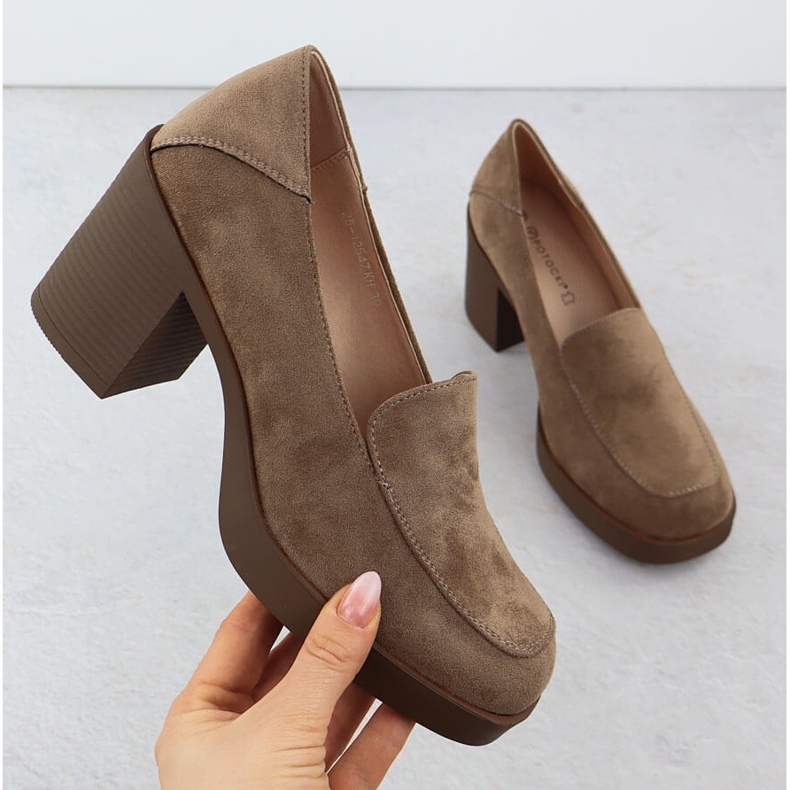 Zapatos tacones altos, gamuza beige potocki sz12547 1