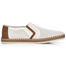 Zapatos de cuero a puentes para hombres, White Rieker B5297-80 blanco 9