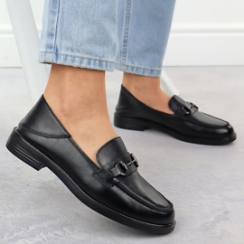 Zapatos de cuero para mujeres cómodos negros Vinceza 18107 mocasines 5