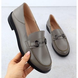 Zapatos de cuero para mujeres cómodos mocasines oscuro beige Vinceza 18107 1