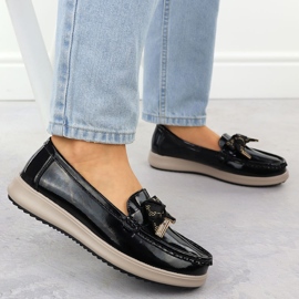 Mocasines de cuero barnizado con un arco negro Filippo DP6457 5