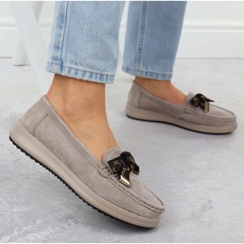 Mocasines de gamuza de cuero con un arco beige filippo dp6457 4