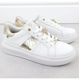 Zapatillas de deporte de cuero para mujeres en la plataforma White Rieker 1202-82 blanco 7