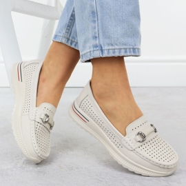 Zapatos de cuero a puertas, mocasines beige Vinceza 95331 4