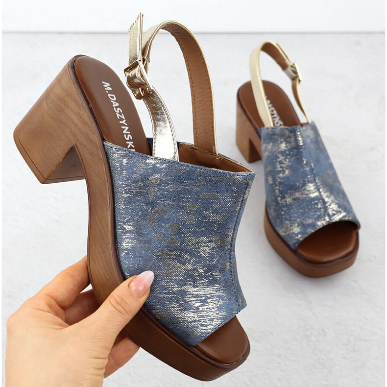 Sandalias de mujeres en el pilar, M. Daszyński M. Daszyński MR23126-7 azul 1