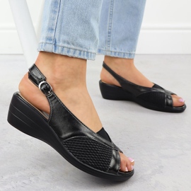 Evento Sandalias para mujeres en cuñas cómodas y ventosas negras 8863 negro 5