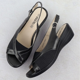 Evento Sandalias para mujeres en cuñas cómodas y ventosas negras 8863 negro 3