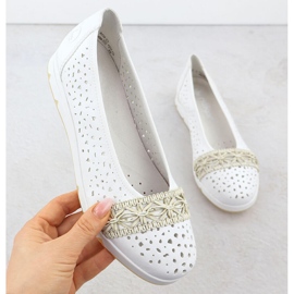 Ballerinas femeninas abiertas cómodas blancas rieker l3062-80 blanco 7