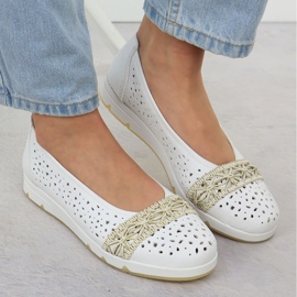 Ballerinas femeninas abiertas cómodas blancas rieker l3062-80 blanco 12