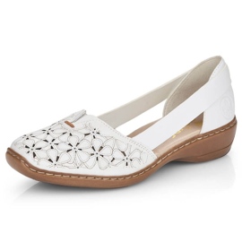 Rieker W RKR442B Zapatos piel calada blanco 32