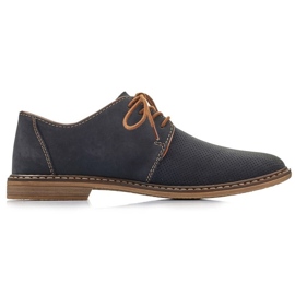 Zapatos cómodos de piel Rieker M RKR576 azul marino 22