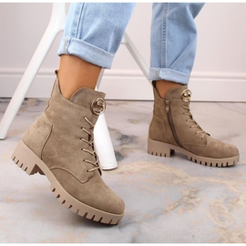 Botines aislantes de ante con tacón alto y plataforma M.Daszyński W SAN22, beige 12