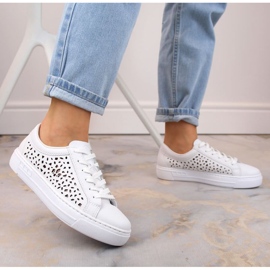 Zapatos cómodos de piel Rieker W RKR641 blanco 34