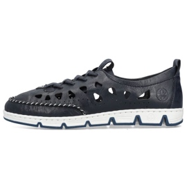Zapatos de piel calados Rieker W RKR652, azul marino 44
