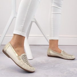 Zapatos cómodos de piel calados Rieker W RKR658, beige 30