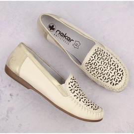 Zapatos cómodos de piel calados Rieker W RKR658, beige 31