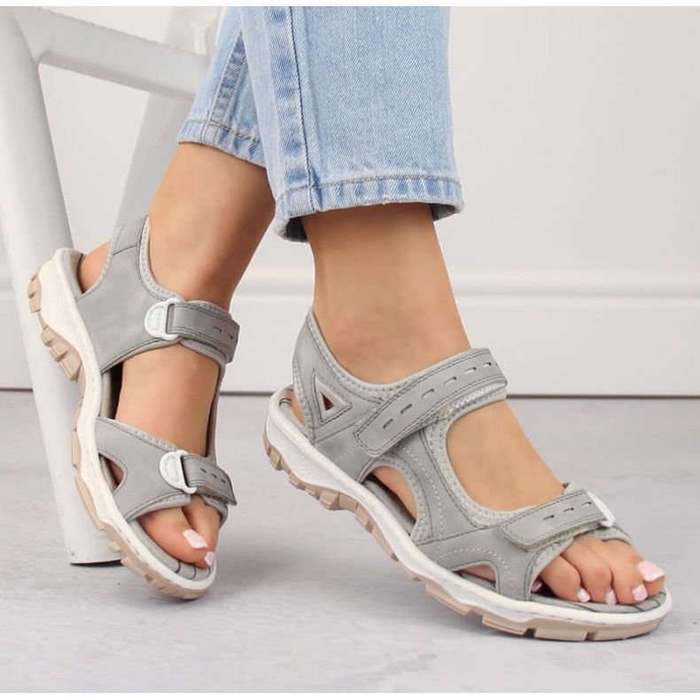 Sandalias cómodas Rieker W RKR674 gris 1