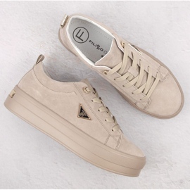 Zapatos de ante de piel con plataforma Filippo W PAW315C, beige 15