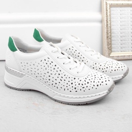 Zapatos cómodos de piel Rieker W RKR692 blanco 34