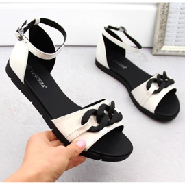 Vinceza W JAN309B sandalias planas con cadena, blanco 11
