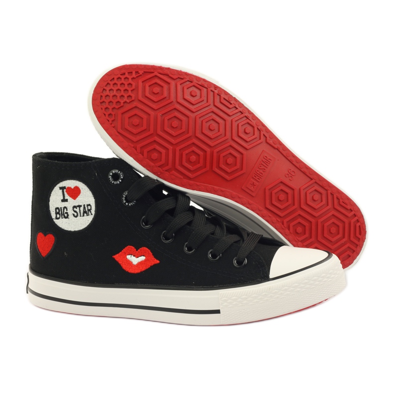 Big star 274014 zapatillas atadas blanco negro rojo 3