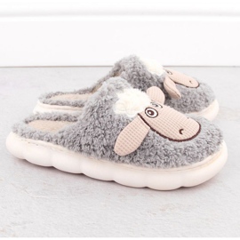 Pantuflas Filippo de piel con oveja DK6683 PAW577A gris 14