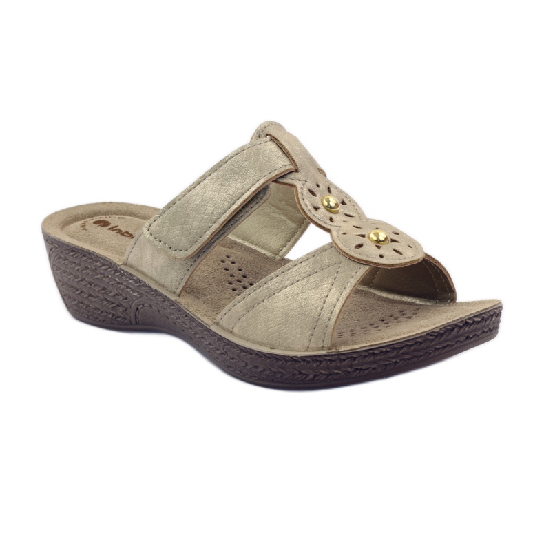 Zapatillas velcro Inblu GL086 Oro amarillo marrón 1