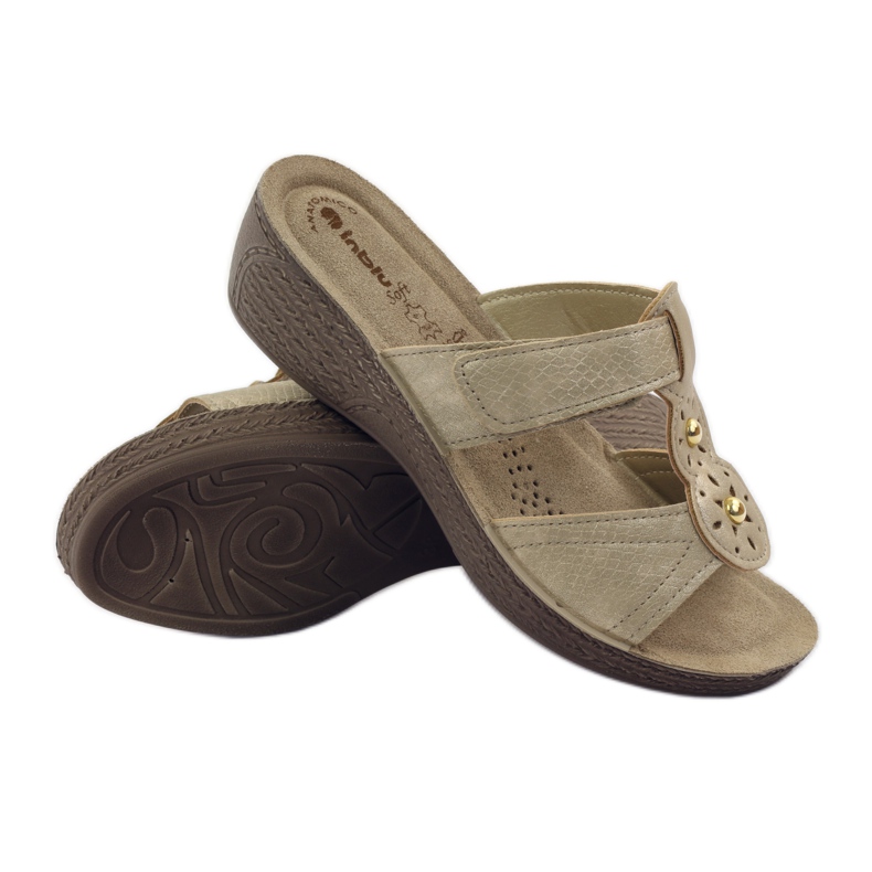 Zapatillas velcro Inblu GL086 Oro amarillo marrón 3