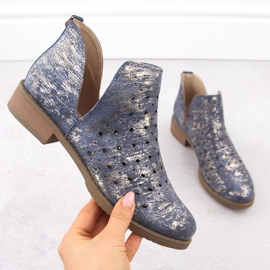 M.Daszyński Botas de cuero para mujeres M. Daszyński SA62-102 azul 7