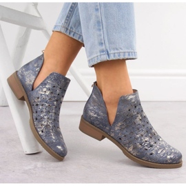 M.Daszyński Botas de cuero para mujeres M. Daszyński SA62-102 azul 8
