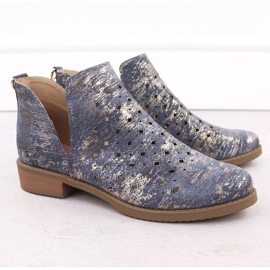 M.Daszyński Botas de cuero para mujeres M. Daszyński SA62-102 azul 11