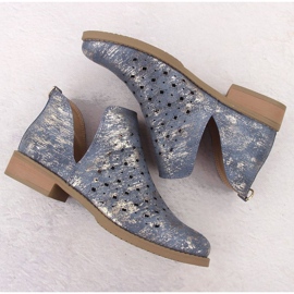 M.Daszyński Botas de cuero para mujeres M. Daszyński SA62-102 azul 12