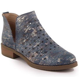 M.Daszyński Botas de cuero para mujeres M. Daszyński SA62-102 azul 13