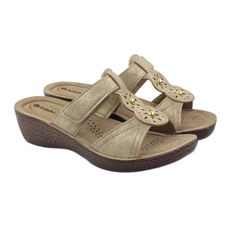 Zapatillas velcro Inblu GL086 Oro amarillo marrón 4