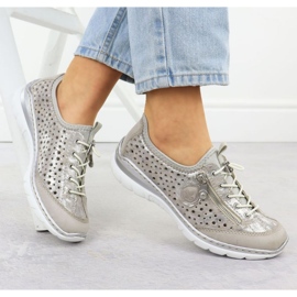 Rieker L32P6-90 Silver Openwork Sports Shoes plata 29