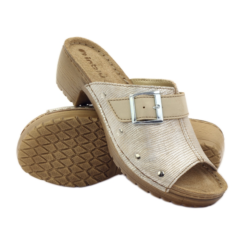 INBLU BL061 slippers hebilla plata beige marrón gris 3