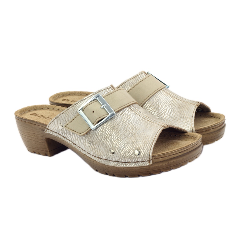 INBLU BL061 slippers hebilla plata beige marrón gris 4