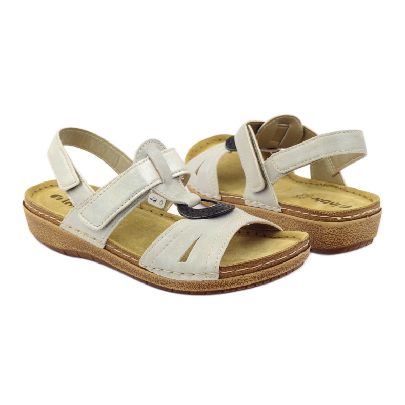Sandalias cómodas Inblu F02 j beige perla marrón gris 3