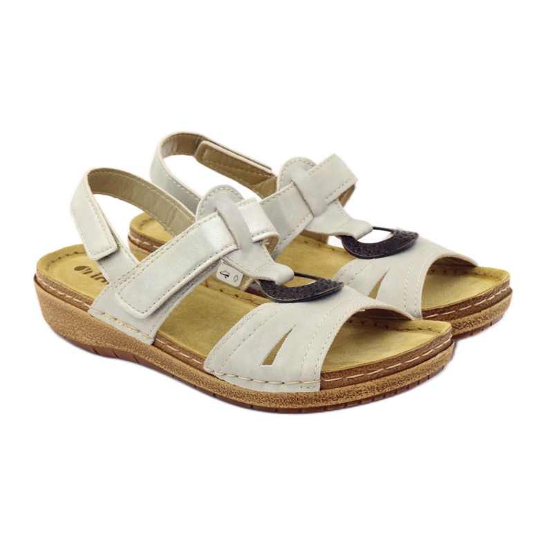 Sandalias cómodas Inblu F02 j beige perla marrón gris 4