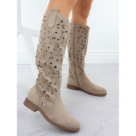 Botas de Openwork Women Suede Beige S.Barski Hy51-176 3