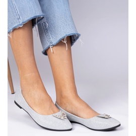 Ballerinas de brillo para mujeres plateadas con una mariposa plata 1 Ballerinas de brillo para mujeres plateadas con una mariposa plata 1