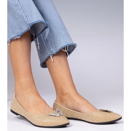 Ballerinas Golden Women's Glitter con una mariposa dorado 2