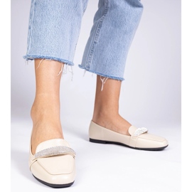 Mocasines para mujeres beige con circones 3
