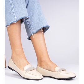 Mocasines para mujeres beige con circones 2