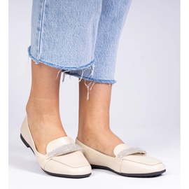 Mocasines para mujeres beige con circones 4