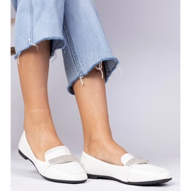 Mocasines de mujeres blancas con circones blanco 1