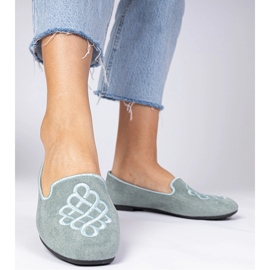Ballerinas ekozamszowe de mujeres verdes con bordado 2