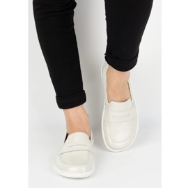 Olivier Mocasines de cuero minimalista de mujer descalzo 1280 ECRU blanco 3