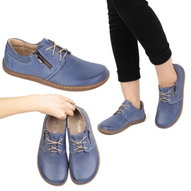Olivier Zapatos de cuero de cuero minimalista de mujeres descalzo 1244 azul marino perforado azul 6