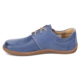 Olivier Zapatos de cuero de cuero minimalista de mujeres descalzo 1244 azul marino perforado azul 7